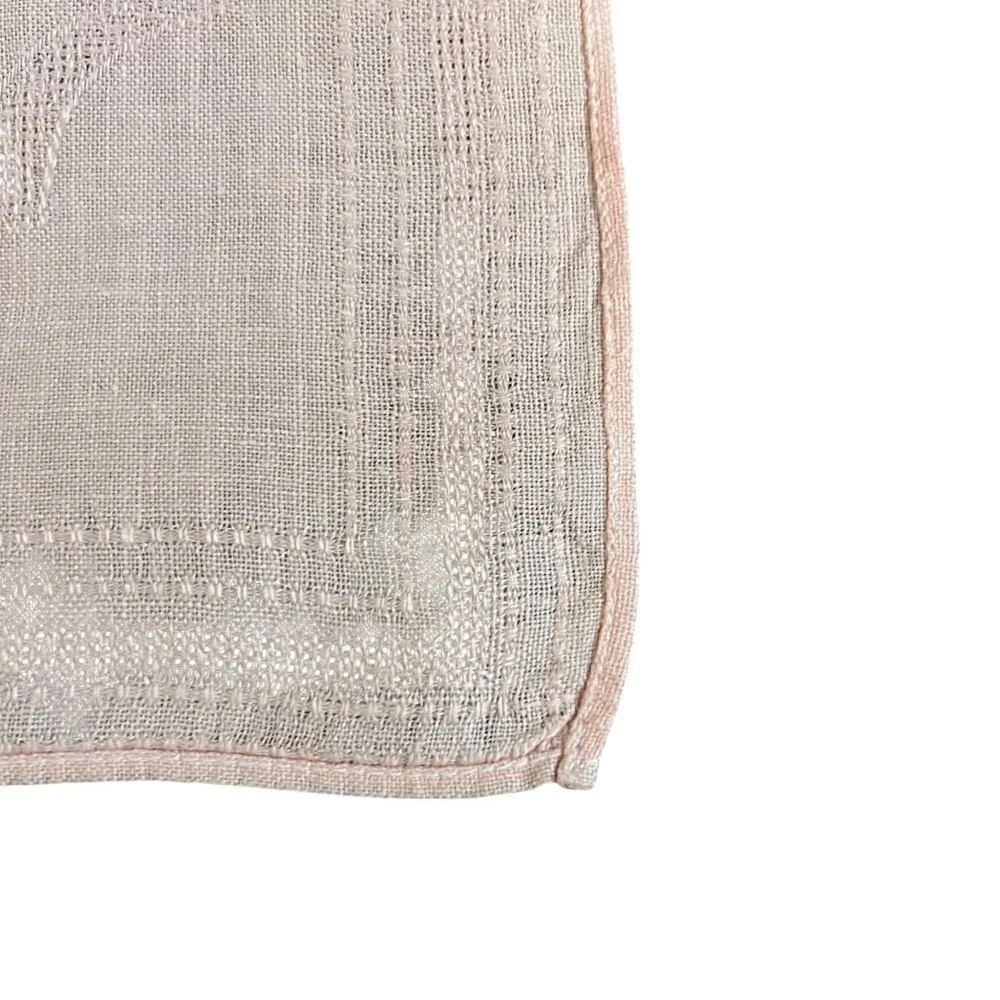 Vintage Linen Napkins Set 6 Blush Pink Peach Hemstitch 15